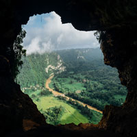 image of a view from inside a cave